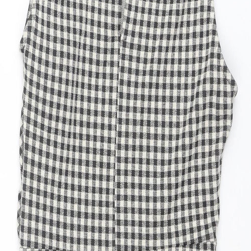 Zara Womens Black Plaid Polyester Tank Dress Size M Round Neck Button