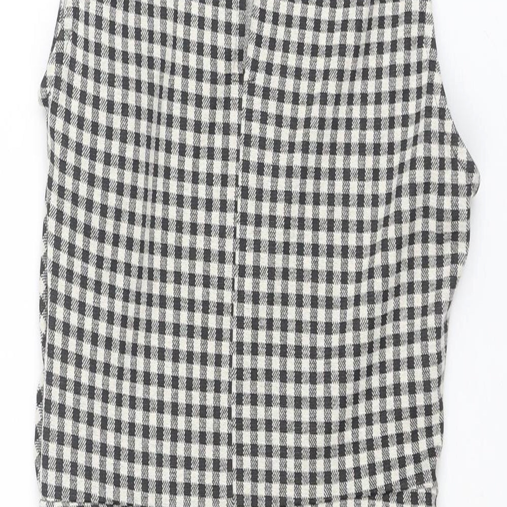Zara Womens Black Plaid Polyester Tank Dress Size M Round Neck Button