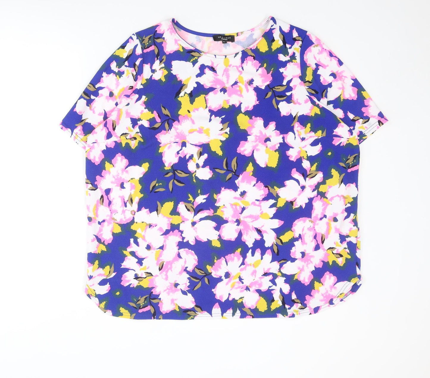 New Look Womens Multicoloured Floral Polyester Basic Blouse Size 22 Round Neck