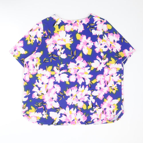 New Look Womens Multicoloured Floral Polyester Basic Blouse Size 22 Round Neck