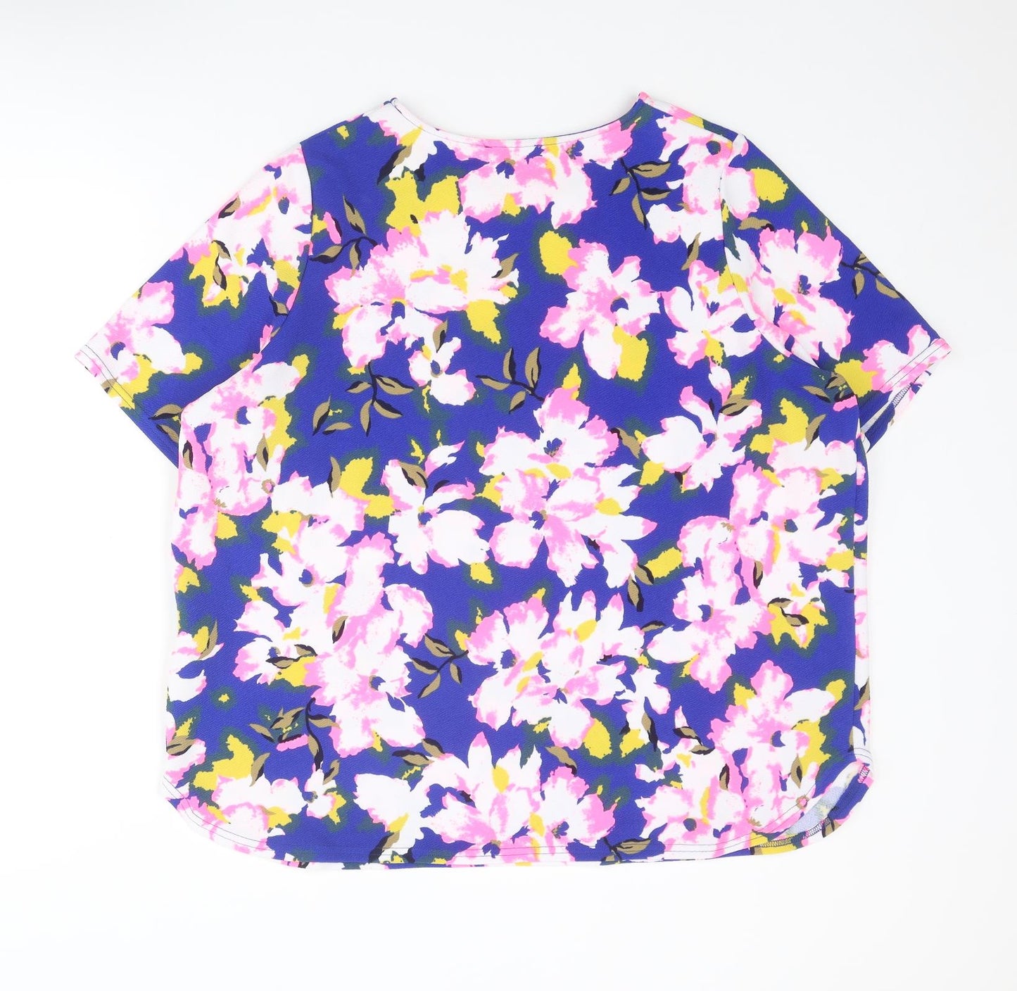 New Look Womens Multicoloured Floral Polyester Basic Blouse Size 22 Round Neck
