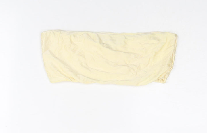 PRETTYLITTLETHING Womens Ivory Polyester Cropped Tank Size 12 Off the Shoulder