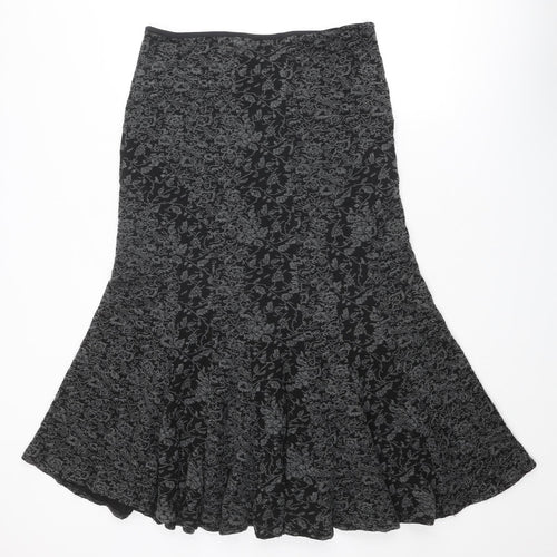 Per Una Womens Grey Geometric Acrylic Swing Skirt Size 14