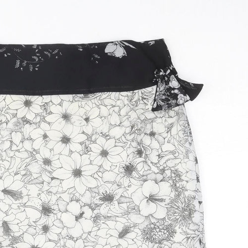 Bandolera Womens White Floral Polyester A-Line Skirt Size 8 Zip
