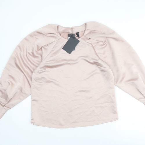 VERO MODA Womens Pink Polyester Basic Blouse Size M Round Neck