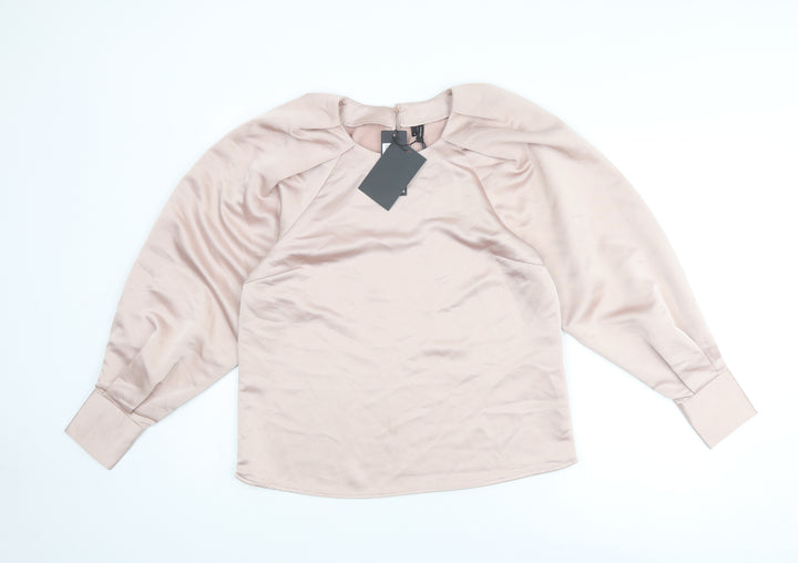 VERO MODA Womens Pink Polyester Basic Blouse Size M Round Neck