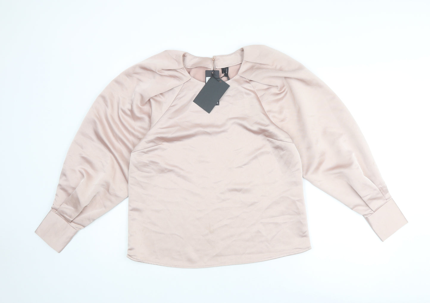VERO MODA Womens Pink Polyester Basic Blouse Size M Round Neck