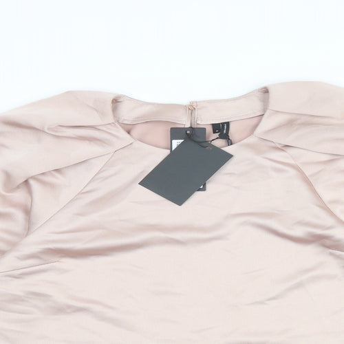 VERO MODA Womens Pink Polyester Basic Blouse Size M Round Neck