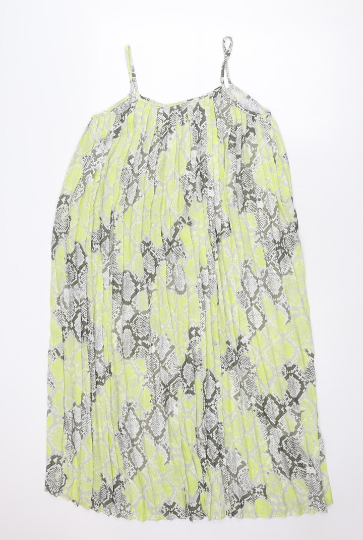 New Look Womens Multicoloured Geometric Polyester Tank Dress Size 8 Round Neck Pullover