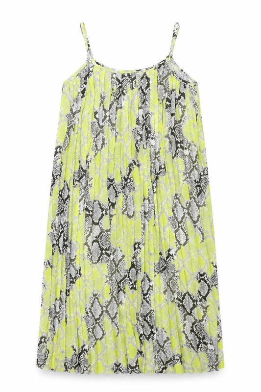 Front view of New Look women’s multicoloured geometric polyester tank dress, size UK 8, round neck pullover