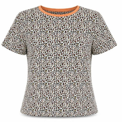 Marks and Spencer Womens Multicoloured Animal Print Viscose Basic T-Shirt Size 12 Round Neck - Leopard Print