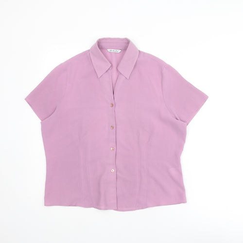 Berkertex Womens Purple Polyester Basic Button-Up Size 16 Collared