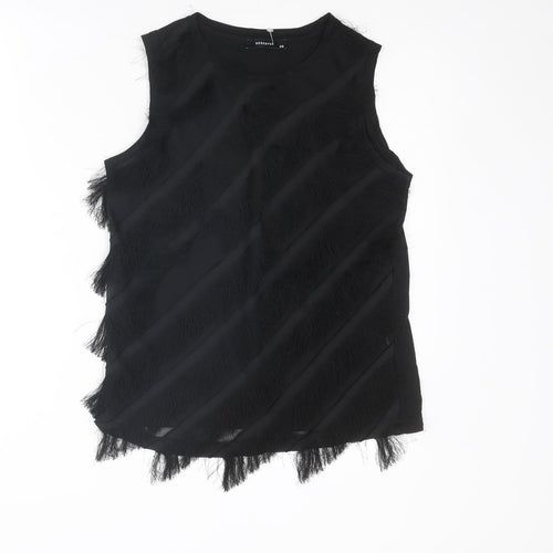RESERVED Womens Black Polyester Basic Tank Size XS Round Neck