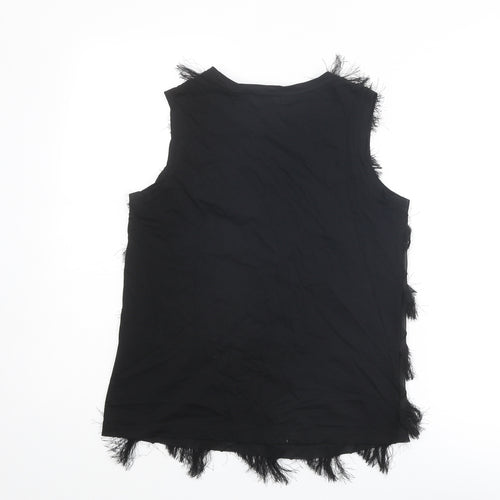 RESERVED Womens Black Polyester Basic Tank Size XS Round Neck