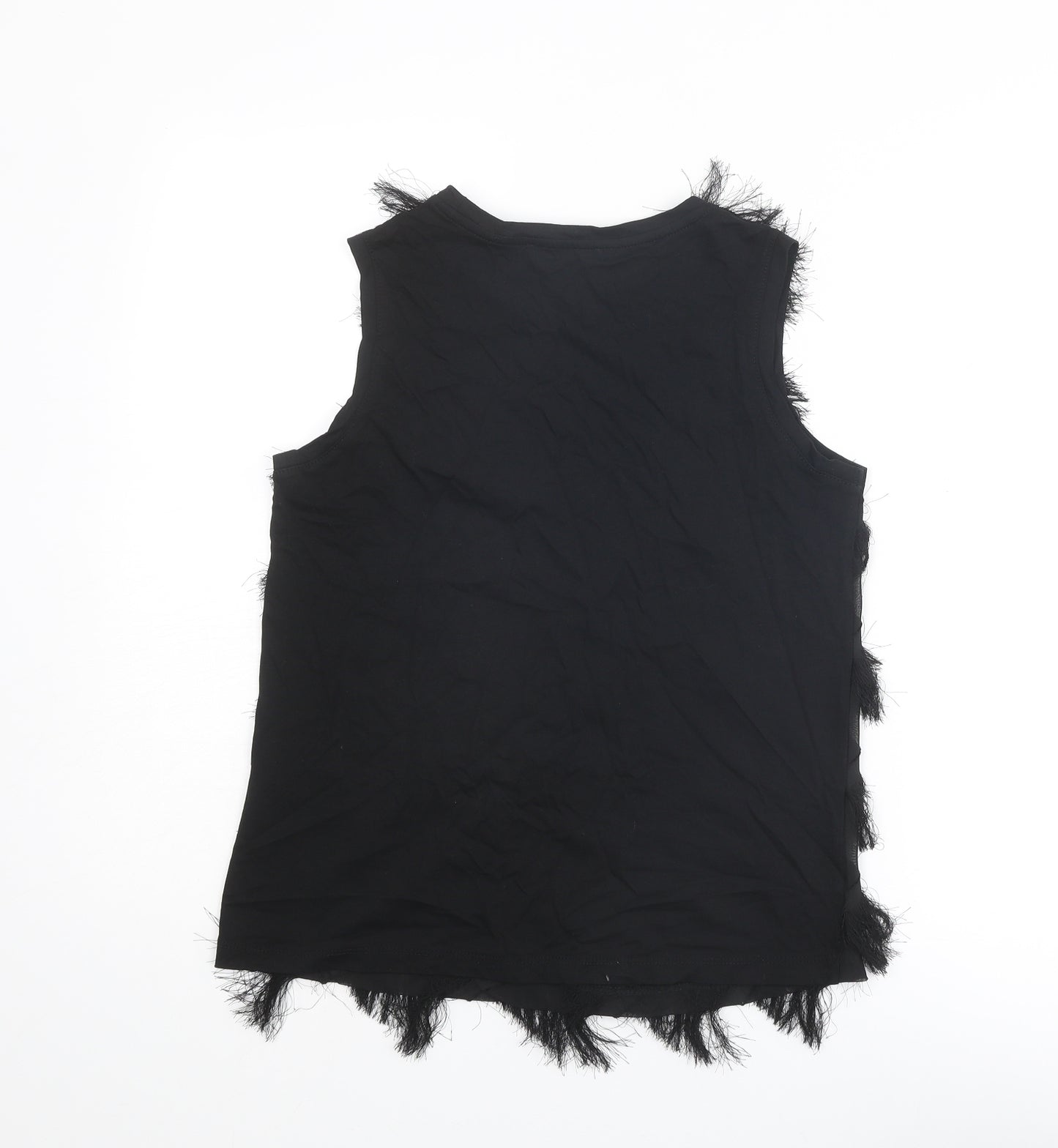 RESERVED Womens Black Polyester Basic Tank Size XS Round Neck