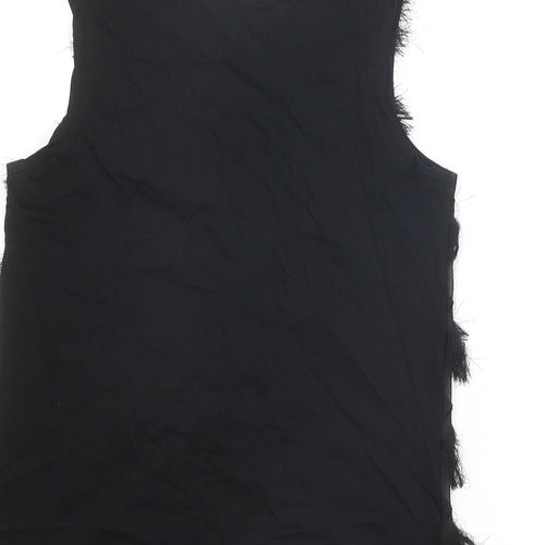 RESERVED Womens Black Polyester Basic Tank Size XS Round Neck