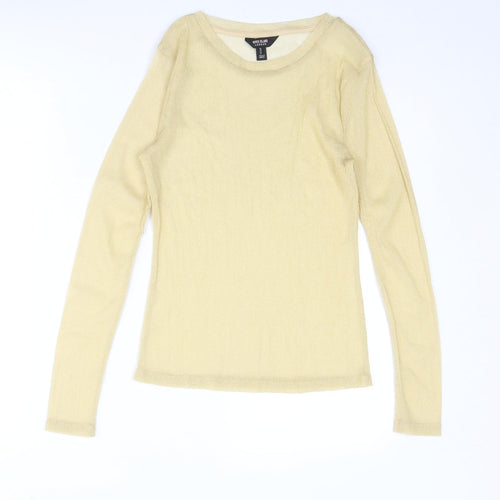 River Island Womens Gold Polyester Basic T-Shirt Size 10 Round Neck