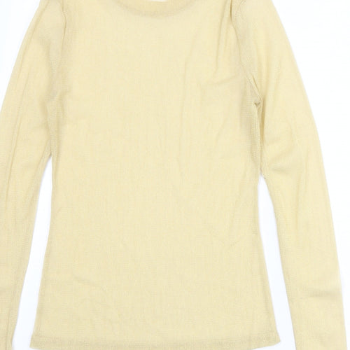 River Island Womens Gold Polyester Basic T-Shirt Size 10 Round Neck