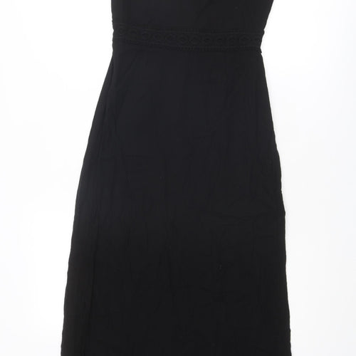 Miss Selfridge Womens Black Cotton Tank Dress Size 4 Round Neck Zip - Open Back