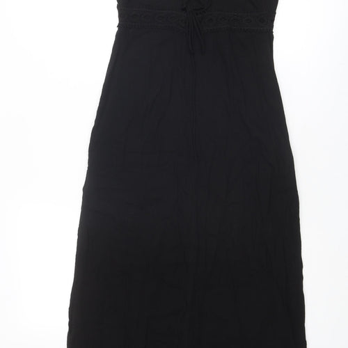 Miss Selfridge Womens Black Cotton Tank Dress Size 4 Round Neck Zip - Open Back