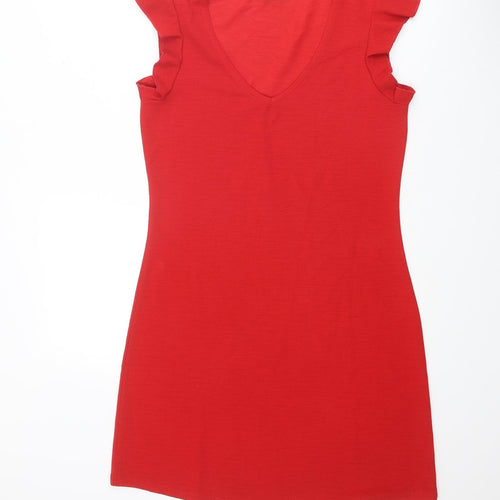 Very Womens Red Polyester A-Line Size 12 Scoop Neck Pullover