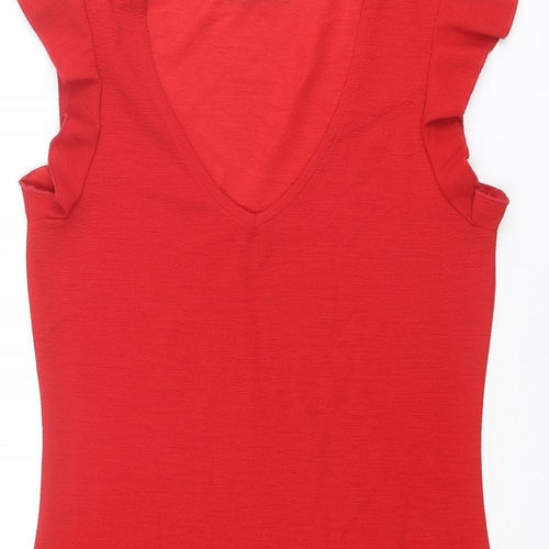 Very Womens Red Polyester A-Line Size 12 Scoop Neck Pullover