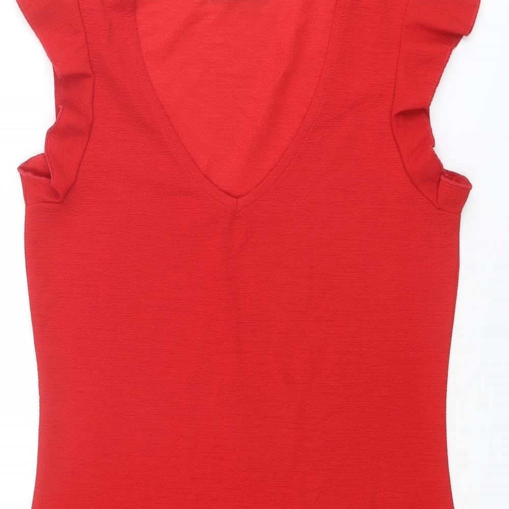 Very Womens Red Polyester A-Line Size 12 Scoop Neck Pullover
