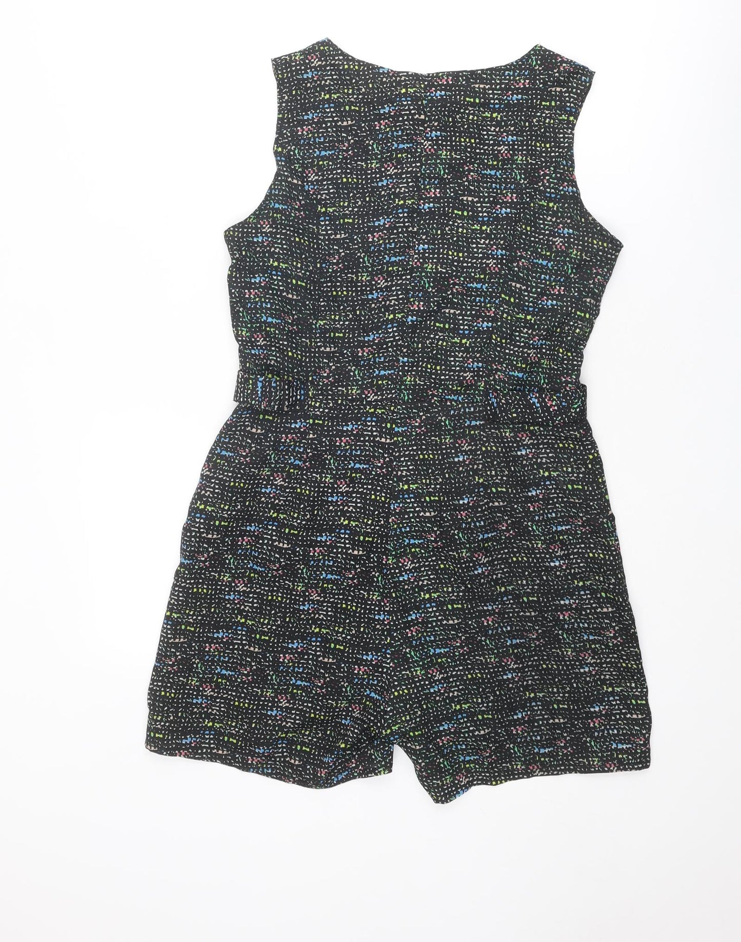 Boohoo Womens Multicoloured Geometric Polyester Playsuit One-Piece Size 8 Button - Cut Out Detail