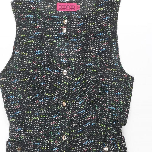 Boohoo Womens Multicoloured Geometric Polyester Playsuit One-Piece Size 8 Button - Cut Out Detail