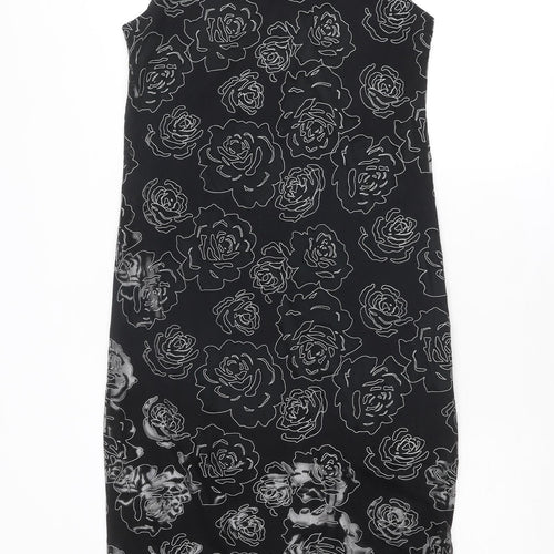 Sweet Poison Womens Black Floral Polyester A-Line Size 10 Round Neck Pullover