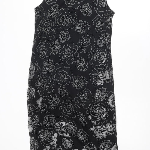 Sweet Poison Womens Black Floral Polyester A-Line Size 10 Round Neck Pullover