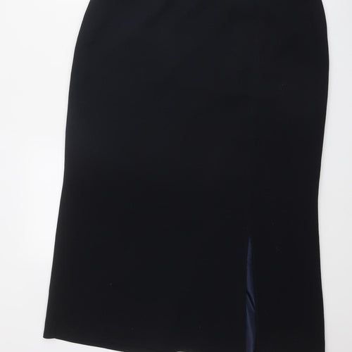 Viyella Womens Black Polyester A-Line Skirt Size 34 in Zip