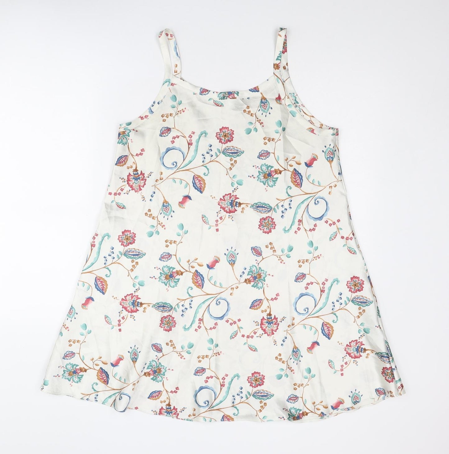 St Michael Womens Multicoloured Floral Polyester Tank Dress Size 12 Round Neck Pullover