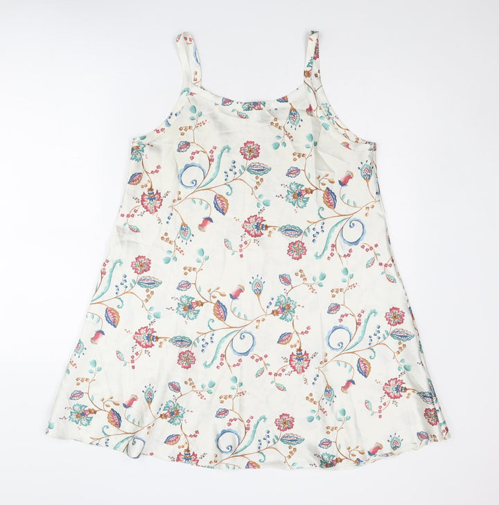 St Michael Womens Multicoloured Floral Polyester Tank Dress Size 12 Round Neck Pullover