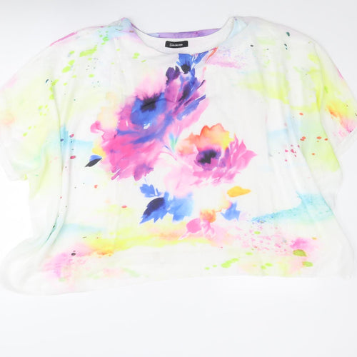 Kaleidoscope Womens Multicoloured Polyester Basic T-Shirt Size 10 Round Neck - Size 10-12 Flower Detail