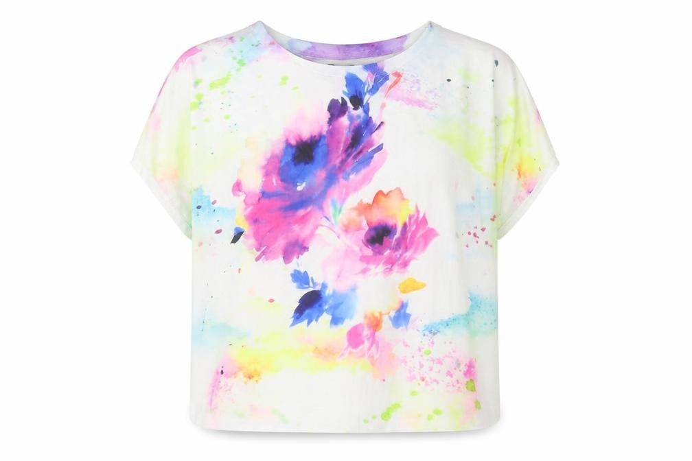 Kaleidoscope Womens Multicoloured Polyester Basic T-Shirt Size 10 Round Neck - Size 10-12 Flower Detail