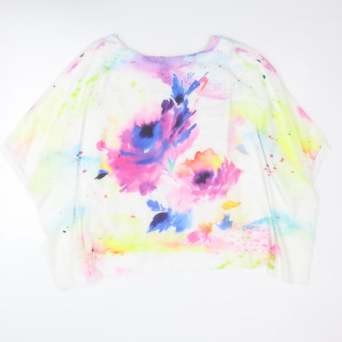 Kaleidoscope Womens Multicoloured Polyester Basic T-Shirt Size 10 Round Neck - Size 10-12 Flower Detail