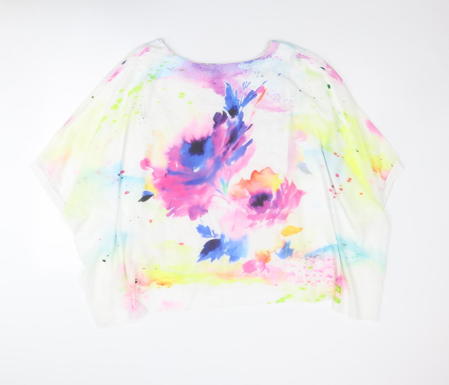 Kaleidoscope Womens Multicoloured Polyester Basic T-Shirt Size 10 Round Neck - Size 10-12 Flower Detail