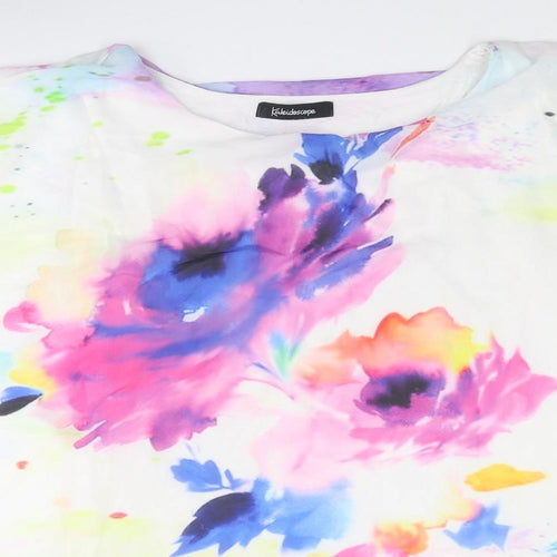 Kaleidoscope Womens Multicoloured Polyester Basic T-Shirt Size 10 Round Neck - Size 10-12 Flower Detail