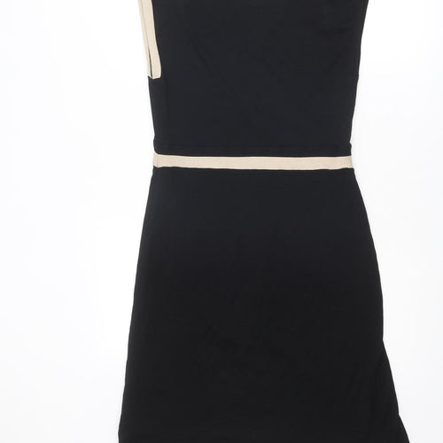 Principles Womens Black Colourblock Viscose A-Line Size 10 V-Neck Pullover