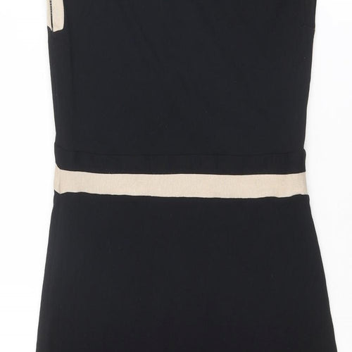 Principles Womens Black Colourblock Viscose A-Line Size 10 V-Neck Pullover