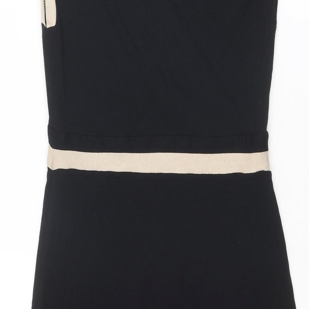 Principles Womens Black Colourblock Viscose A-Line Size 10 V-Neck Pullover