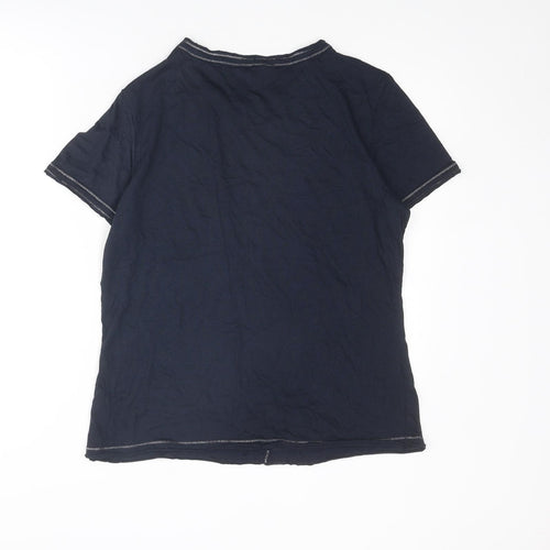 NEXT Womens Blue Modal Basic T-Shirt Size 14 Round Neck