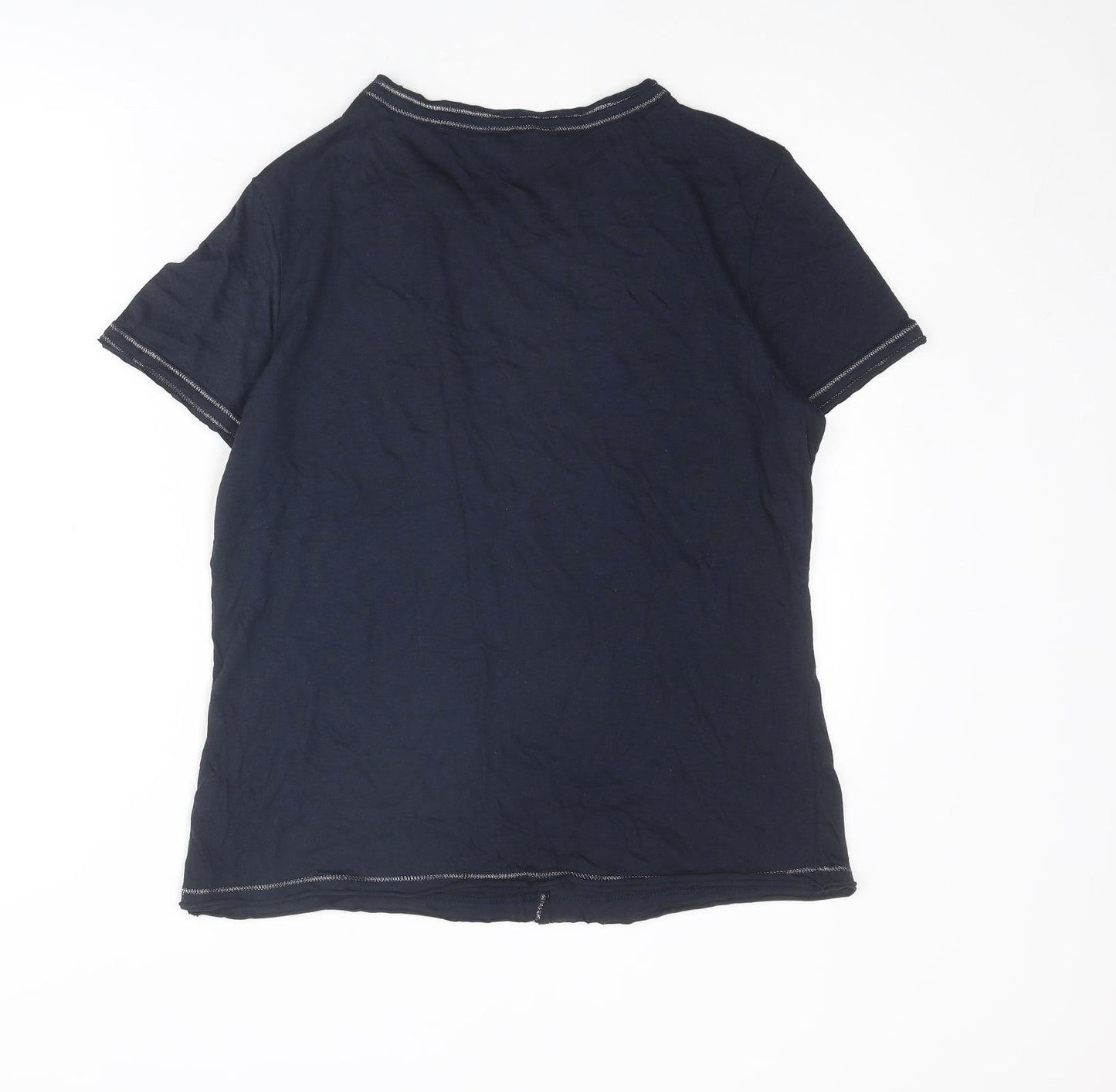NEXT Womens Blue Modal Basic T-Shirt Size 14 Round Neck