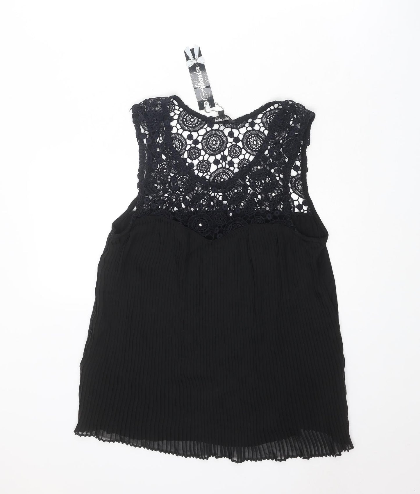 Abandon Womens Black Polyester Basic Tank Size M Round Neck