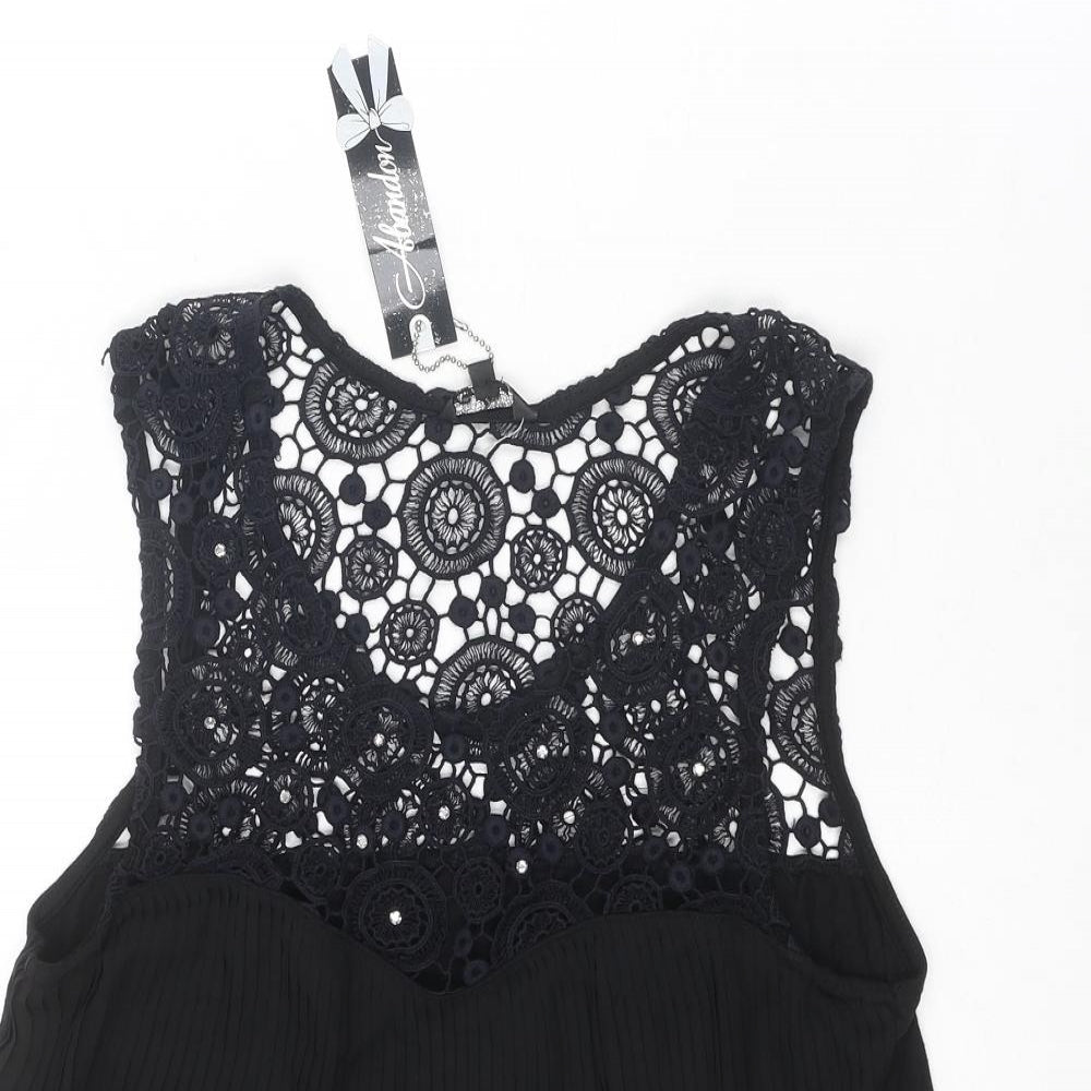 Abandon Womens Black Polyester Basic Tank Size M Round Neck