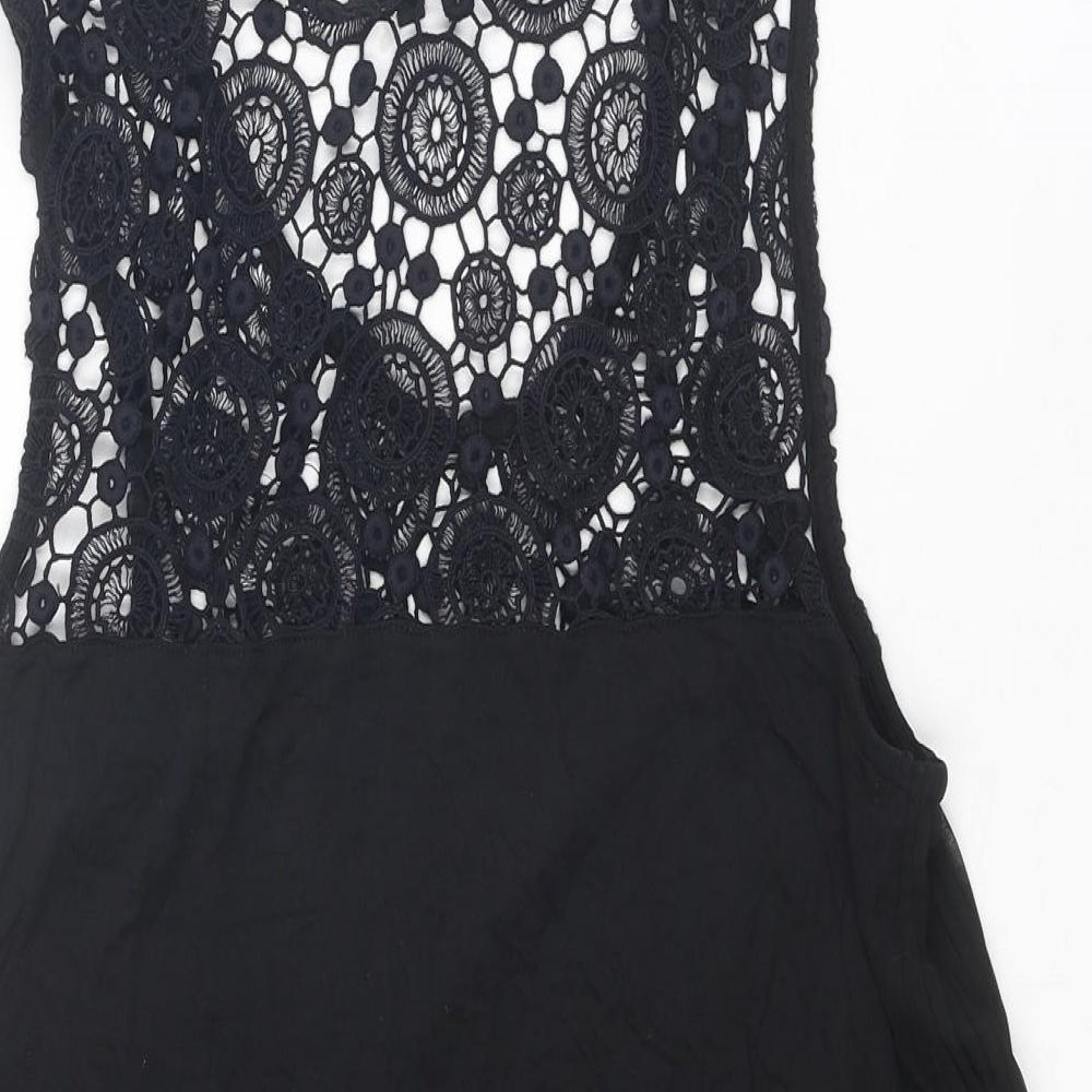 Abandon Womens Black Polyester Basic Tank Size M Round Neck