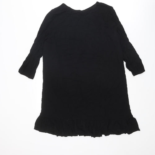 Stradivarius Womens Black Polyester A-Line Size S Round Neck Pullover - Flower detail