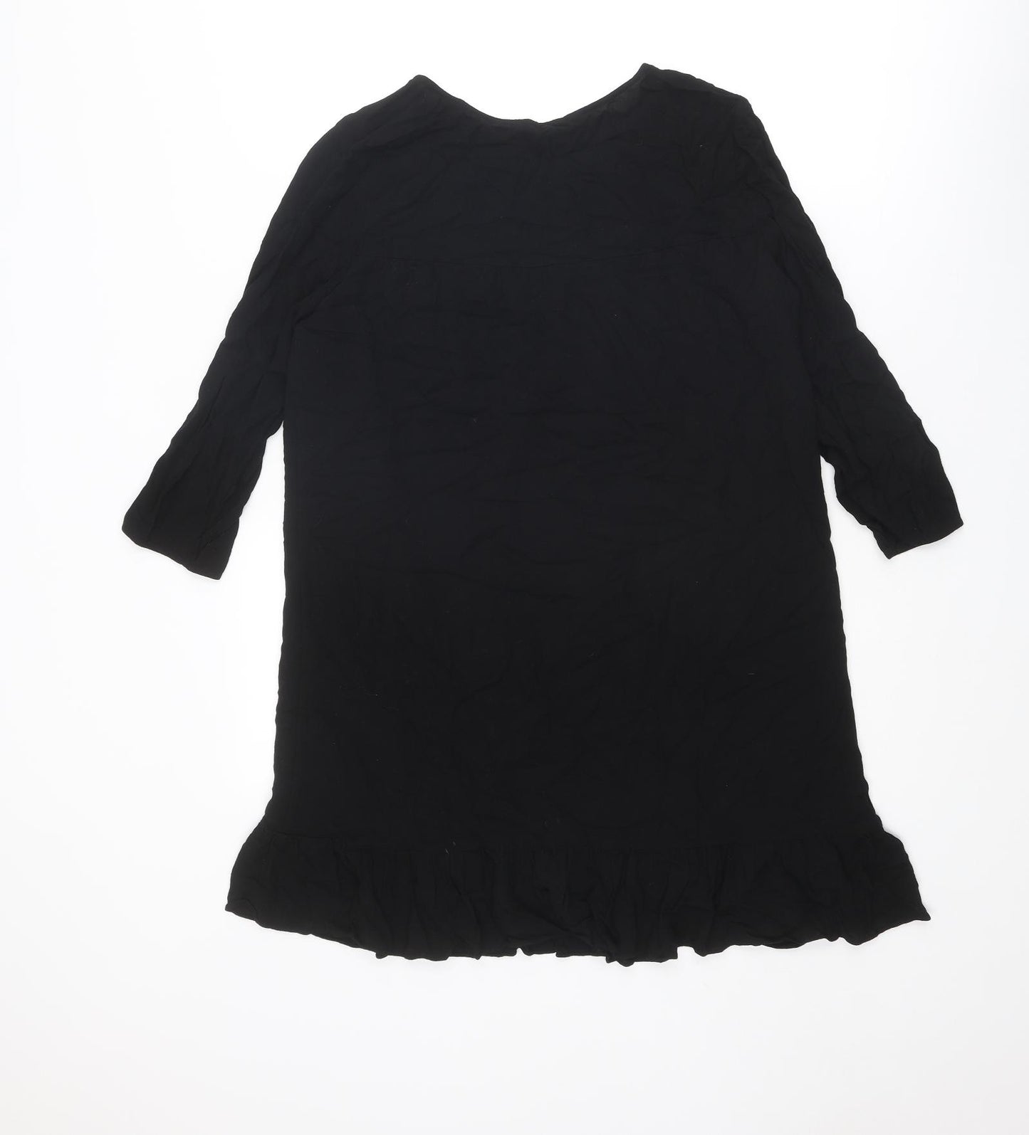 Stradivarius Womens Black Polyester A-Line Size S Round Neck Pullover - Flower detail
