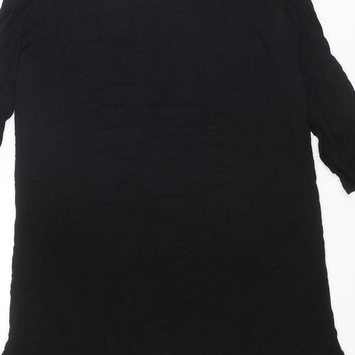 Stradivarius Womens Black Polyester A-Line Size S Round Neck Pullover - Flower detail